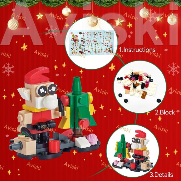 Christmas Advent Calendar 2024, Kids 6 in 1 Building Blocks, 24 Days Countdown - Picture 4 of 6
